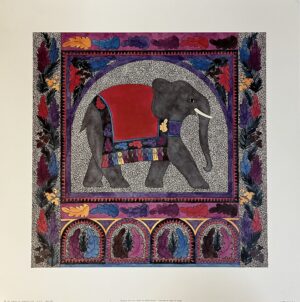 Elephant with leaf border, Alison Harris
